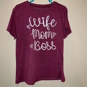 Wife, Mom, Boss Burgundy Tee
